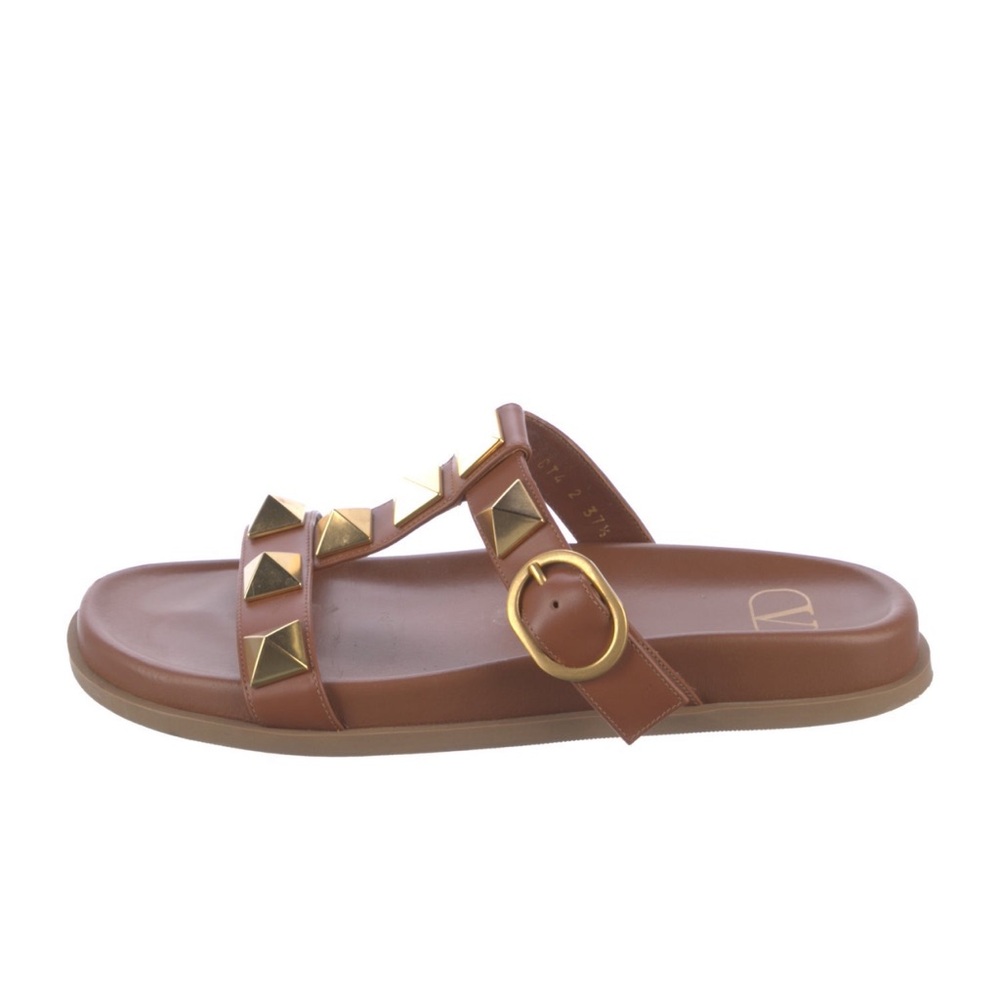 Valentino Brown Sandals with Gold Accents